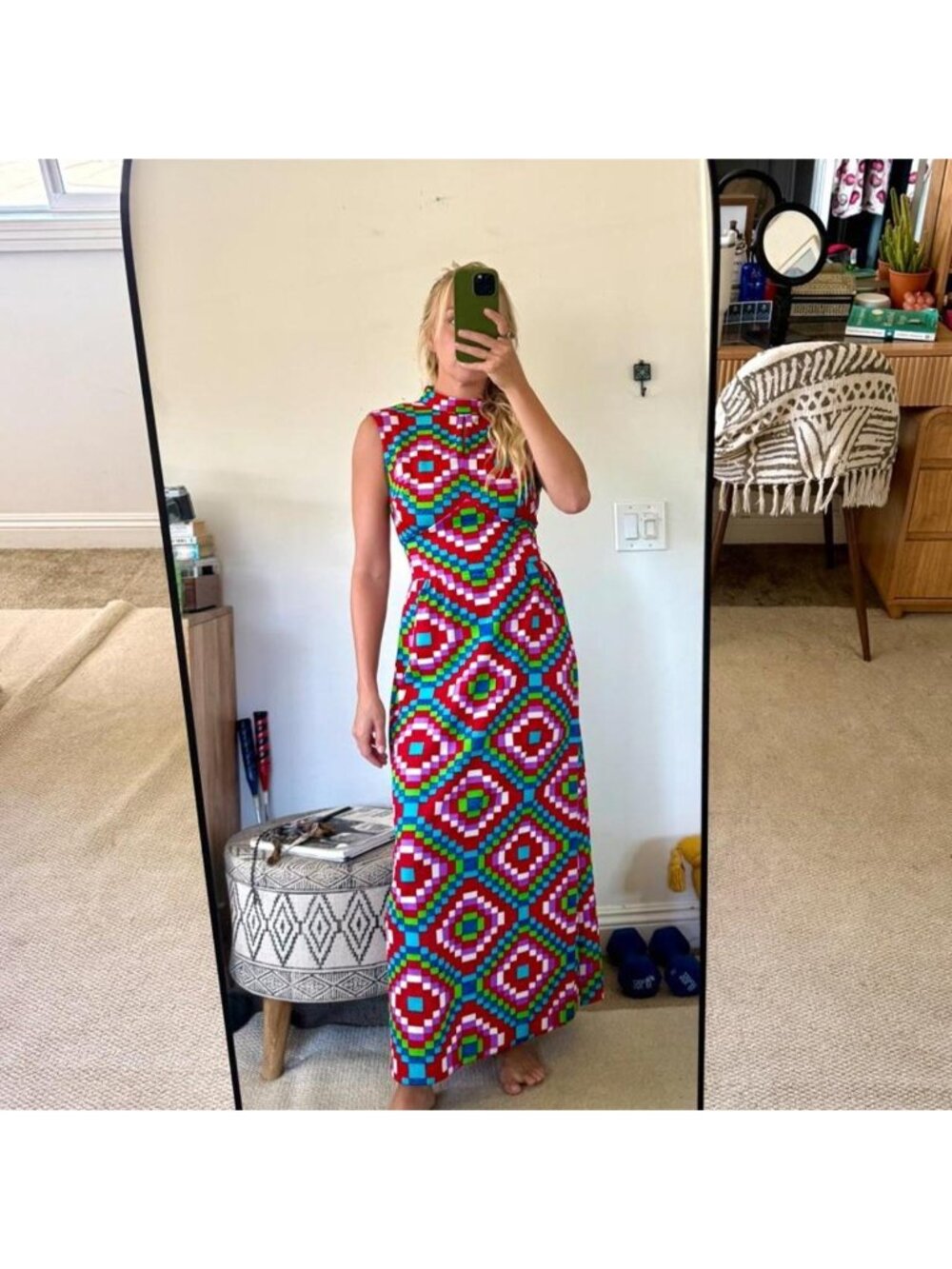 BLEEKER STREET RETRO DRESS MAXI RED MULTICOLOR WOMENS SIZE SMALL